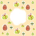 ÃÂ¡ute Easter eggs pattern on a on a peach background